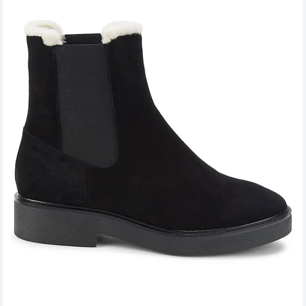 Stuart Weitzman Alpine Faux Fur Lined Suede Chelsea Boots Size 6.5